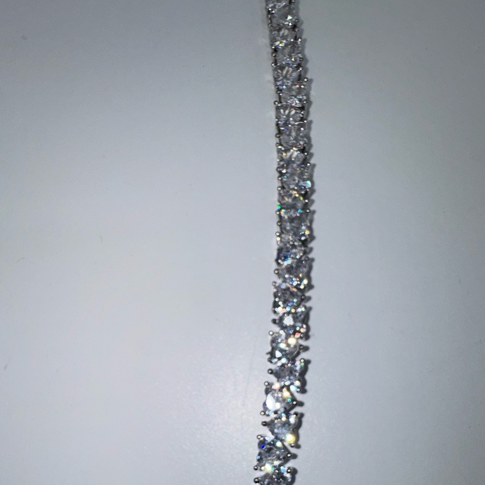 14k Heart Tennis Necklace - Picture 12 of 13